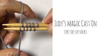 Judy’s Magic Cast On for toeup socks [upl. by Enytsirk]