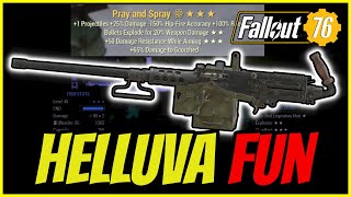 Fallout 76  This 50 cal makes BIG explosions and i love it [upl. by Dlareg]