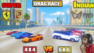 6X6 Indian Cars 💪 Vs Super cars🚀 Highway Drag Race GTA 5 [upl. by Lacym]