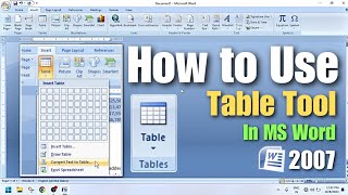 How to Use Table Tool in MS Word 2007  Microsoft Office  microsoft msword tutorial msoffice [upl. by Aubrie203]