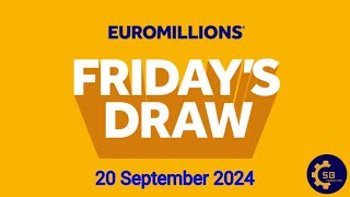 Euromillions Draw Live Results 20 September 2024  Euromillions Live Tonight Results [upl. by Annabal417]