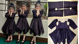 Puff Sleeve Design With Handkerchief Baby Frock Very Easy Cutting And Stitching [upl. by Haropizt507]