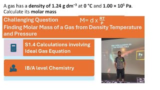 Finding Molar Mass of Gas From Density Temperature and Pressure [upl. by Einalem773]