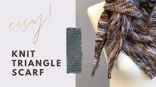 Easy How to Knit a Triangle Scarf  Knit a Simple Scarf  Garter Stitch Knitting Pattern Beginners [upl. by Tega]