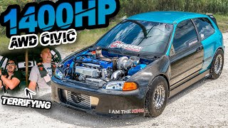 1400HP AWD Civic is Terrifyingly FAST FRUSTRATE EG Ridealong FASTEST Honda on the Street [upl. by Ueihtam399]