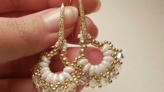 TUTORIAL orecchini Vintage Fan con Superduo e Swarovski  Superduo earrings TUTORIAL [upl. by Hapte]