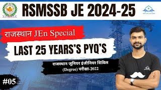 5 RSMSSB JEN CIVIL 202425  RAJASTHAN JEN PREVIOUS YEARS PAPER SOLUTION RSMSSB JE 2022 DEGREE [upl. by Barbey]