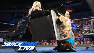 Charlotte Flair amp Carmella sign contract for their match at Backlash SmackDown LIVE April 24 2018 [upl. by Riccio]