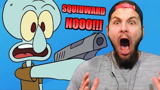 SQUIDWARD HAS A GUN Piemations REACTION [upl. by Parrott304]