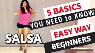 5 SALSA basics YOU NEED to start dancing TOTAL BEGINNERS  No partner needed [upl. by Etnod]