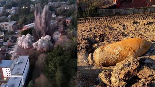 Massive Explosion From 80YearOld WWII Bomb Shown by Drone [upl. by Faith]