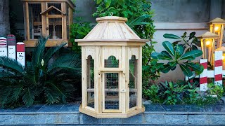 Most Creative Woodworking Crafty Ideas  Build A Wooden Bird Cage from Old Walnut [upl. by Anertak633]