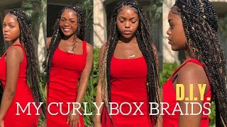 DIY CURLY MEDIUM BOX BRAIDS SUPER CUTE [upl. by Allisan732]