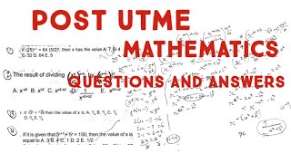 Master post UTME Mathematics Questions Step by step solutions and tips [upl. by Lledrac876]