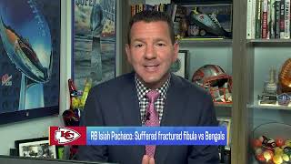 Rapoport Isiah Pacheco suffered fractured fibula in Week 2  GMFB [upl. by Auqinehs]