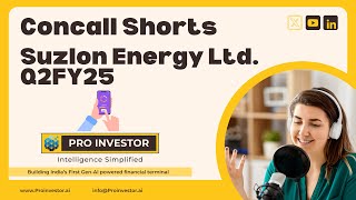 Suzlon Energy Ltd  Q2FY25  Earnings Concall Shorts  concall concallshorts suzlon [upl. by Larissa]