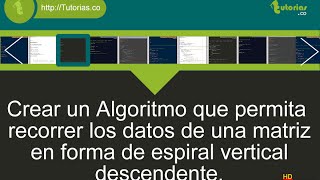 arreglos – pseudocodigo espiral vertical descendente [upl. by Siraved]