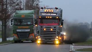 2X VERY LOUD SCANIA 4SERIES GOING CRAZY WITH LOTS OF SMOKE AND POWER  Ex Westland Cargo [upl. by Assirac162]