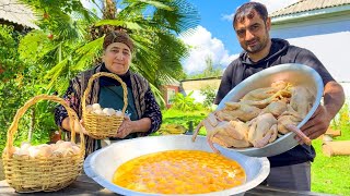 COOKING 250 EGGS WITH 15 CHICKENS KADINBUDU KOFTE RECIPE  SNOWY VILLAGE  BEST DESSERT RECIPE [upl. by Ahsiekrats262]