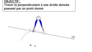 CYCLE 3 6e construire la perpendiculaire à une droite passant par un point avec le compas [upl. by Nanete]