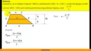 Odcinek łączący środki trapezu  Dowód matematyczny  MatFiz24pl [upl. by Nahgaem854]