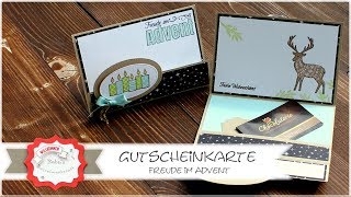 Gutscheinkarte Freude im Advent mit Produkten von Stampin´Up  Step by Step Anleitung [upl. by Ahsilla478]