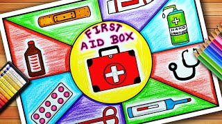 World First Aid Day Drawing  First Aid Box Drawing  First Aid Kit Drawing  First Aid Day Poster [upl. by Herzog744]