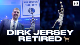 Dirk Nowitzki Gets His Jersey Hung By The Dallas Mavericks [upl. by Nalim608]