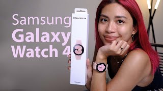 Samsung Galaxy Watch 4 PINK GOLD unboxing setup  first impressions [upl. by Hiasi]