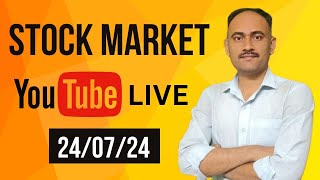 Stock Market Live 24 july 2024  indices live analysis  important stock analysis [upl. by Terej]