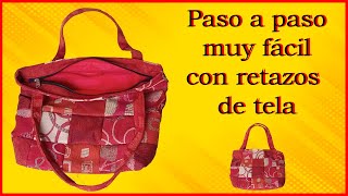 BOLSO de tela paso a paso 👜 Como hacer una Cartera con retazos de tela muy fácil carteras bolsos [upl. by Romola54]