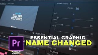 How to find ESSENTIAL GRAPHICS panel in premier pro 2025 [upl. by Blanc28]