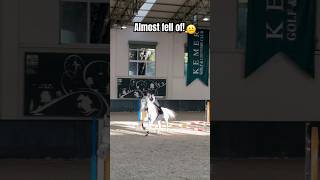 Almost fell off🫣horse equestrian equestrian fail showjumping horselover​⁠pinkpalmpuff [upl. by Analla568]