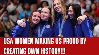 The USA Women are making us Proud in Swimming Medley 4x100 Relay Olympics [upl. by Cohbert]