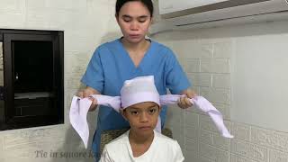 Scalp injury bandaging techniques [upl. by Olegna332]