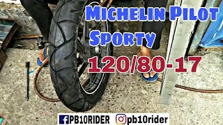 Tvs Apache RTR 180 Tyre changing Tvs Remora 1108017 to Michelin Pilot Sporty 1208017 [upl. by Ahsienor]