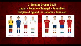 WM Tipps amp Vorhersagen Belgien  England Kolumbien  Senegal Polen  Japan Panama  Tunesien [upl. by Anirual]