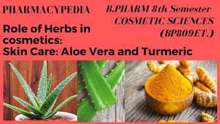 SKIN CARE  ALOE VERA AND TURMERIC  ROLE OF HERBS IN COSMETICS  UNIT 3  BPHARM 8th SEM  BP809ET [upl. by Consolata80]