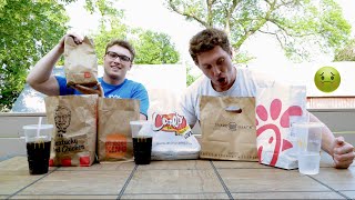 Fast Food Chicken Sandwich Review we ate 6 in 50 mins amp got sick [upl. by Eivi]