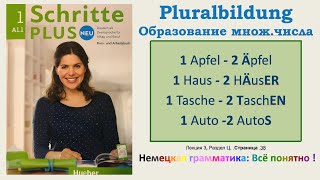 А11  Урок 4 Образование МНОЖЕСТВЕННОГО числа 6 типов Schritte Plus Neu 1 Lektion 3 Teil C [upl. by Falkner809]