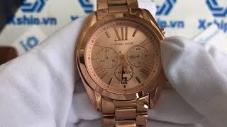 Xshipvn MICHAEL KORS Bradshaw Oversize Chronograph Rose Goldtone Ladies Watch Item No MK5503 [upl. by Margreta]