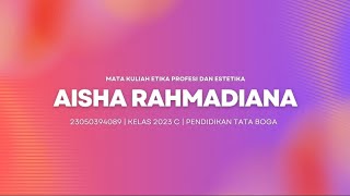 TUGAS ETIKA PROFESI DAN ESTETIKA  VIDEO GROOMING quotGURUquot  AISHA RAHMADIANA  23050394089  KELAS C [upl. by Dinnie]