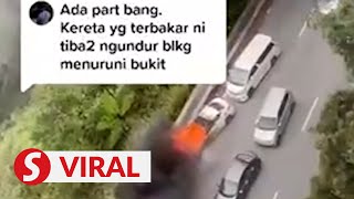 Video captures moment car on fire rolls backwards on Genting road [upl. by Bryan]