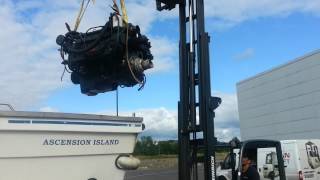 Conway boat Mercruiser Diesel removal [upl. by Pamelina646]