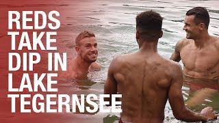 Its freezing  Liverpool FC players jump into in German lake after training [upl. by Mikey267]