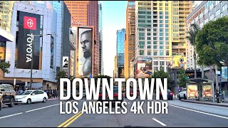 Downtown Los Angeles 4K HDR Driving Video Skid Row Figueroa Street Road Trip in DTLA [upl. by Merrili381]