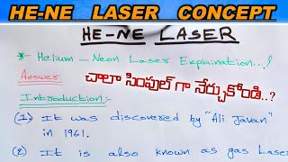 He  Ne Laser simply explanation education helium neon laser explained in telugu [upl. by Jegar831]