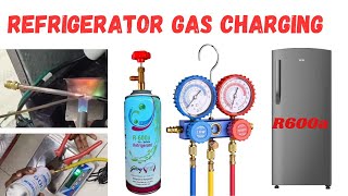 REFRIGERATOR GAS CHARGING IN TAMIL  GAS CHARGING FULL PROCESS EXPLANATION  R600a  gascharging [upl. by Humphrey]