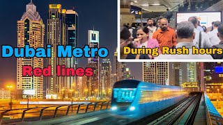 Trip on Dubai metro red lines from Al rashidiya Centrepoint to Union  Rush hour time dubaimetro [upl. by Ydna]