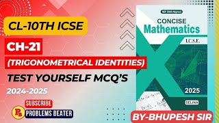 Trigonometrical identities  Test Youself MCQS  Ch21  Class10 icse‎ Problems Beater [upl. by Timon]